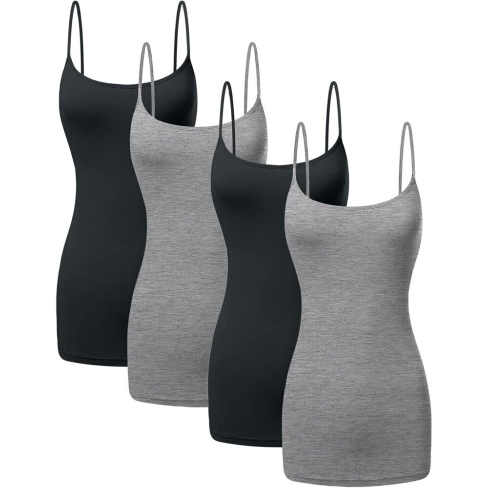 Long Cotton Camisole Tank Top Women Spaghetti Strap Plus Size Pack 1-4